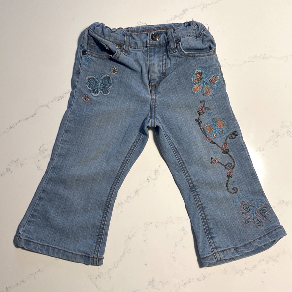 ❗2/$10❗Embroidered Jeans adjustable elastic waist